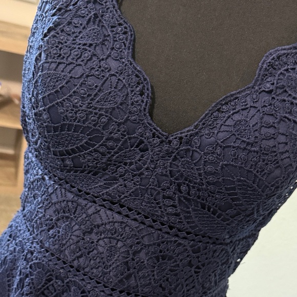Chic Navy Lace Midi Dress 
Great for the holidays or a formal event - Picture 4 of 6